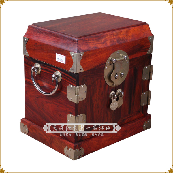 红木素面独板小官皮箱老挝大红酸枝首饰盒槜卯木雕家具摆件礼品