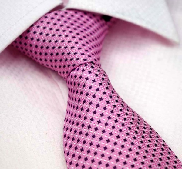 粉紫格子拉链方便领带 易拉得领带 男士正装结婚领带 新郎领带8cm