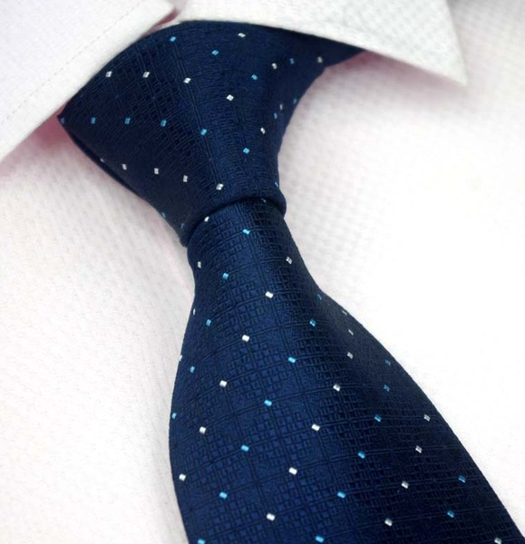 藏青蓝白小点 真丝领带 男士正装商务领带 会议职业蚕丝领带