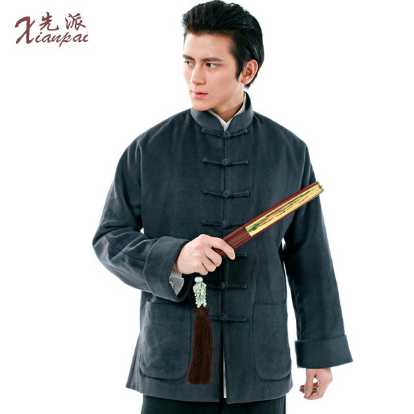 先派春秋唐装男长袖复古中国风外套羊绒上衣传统连袖中式立领礼服