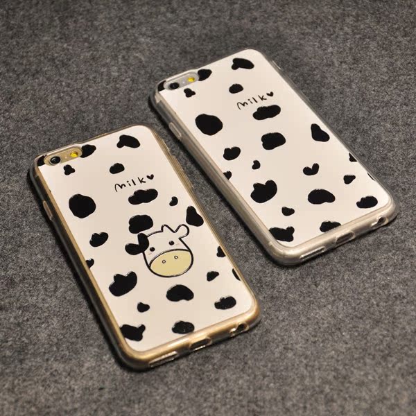 最新款个性奶牛情侣iphone6plus手机壳5s硅胶全包套苹果6保护套潮