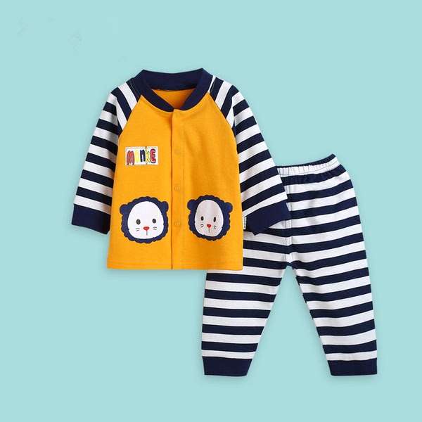 2015年秋款婴幼儿衣服宝宝纯棉内衣套装卡通条纹婴儿内衣裤套装