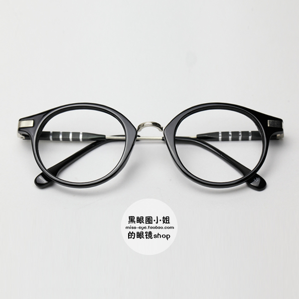 韩国新款文艺休闲眼镜框百搭男女黑框圆框长脸平光镜防辐射可配镜
