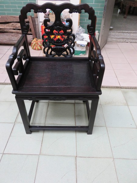 (已送拍）清中早期 印度小叶紫檀雕福在眼前太师椅 邵敏健藏品