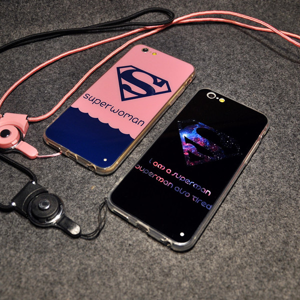 苹果6plus硅胶壳挂绳5s全包软壳超薄超人情侣iPhone6手机套外壳潮
