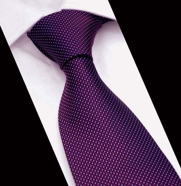 8厘米深紫色细格子 男士韩版领带 商务正装领带 结婚宴会演出领带
