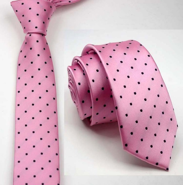 男士韩版结婚领带 6厘米粉色黑点 窄领带 新郎伴郎主持人时尚领带
