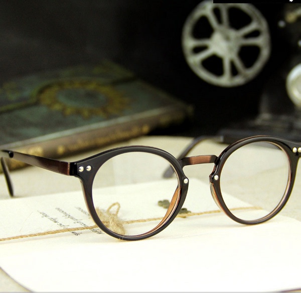 韩版复古板材加金属全框圆形眼镜框潮女款平光眼镜架可配近视眼镜