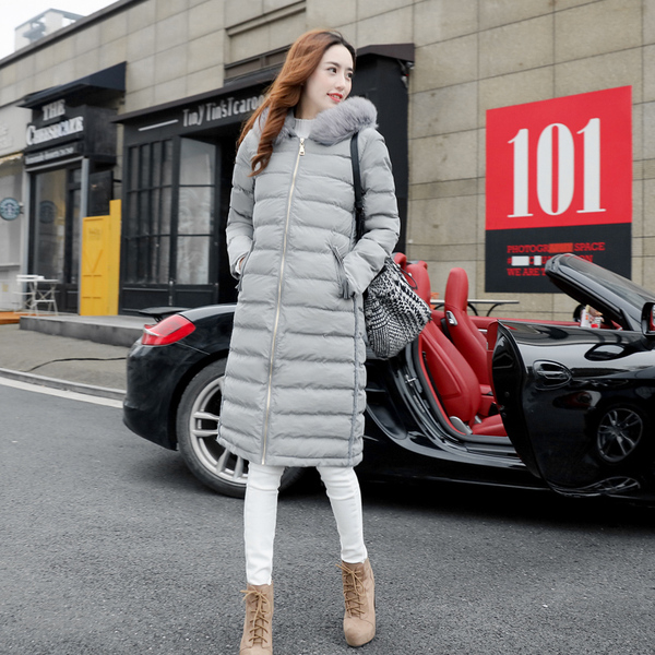 2015冬装新款韩版显瘦羽绒棉衣外套女装中长款毛领棉袄大码棉服女
